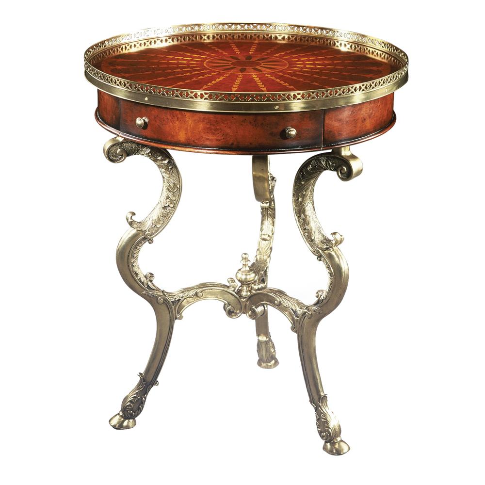 Theodore Alexander Tables Round Brass Lamp End Table Sprintz Furniture End Tables